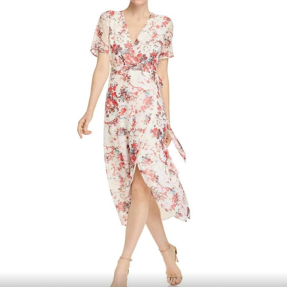 Bardot Flowy Pink & White Floral Wrap Dress